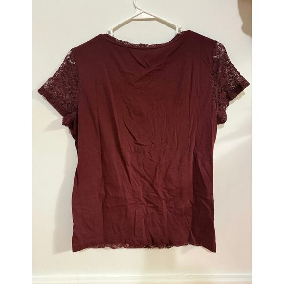 Van Heusen Shirt Womens Short Sleeve Top with Front Lace, Size Large - Picture 2 of 6